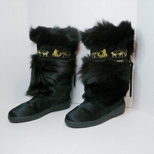 Oscar Sport TAIGA Black Apres Ski Fur Boots Women's Size EU 39 US 8.5